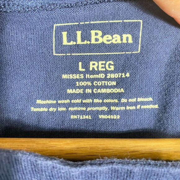 L.L. Bean Dress Womens Size Large L Navy White‎ Striped Midi Petite - Picture 3 of 4